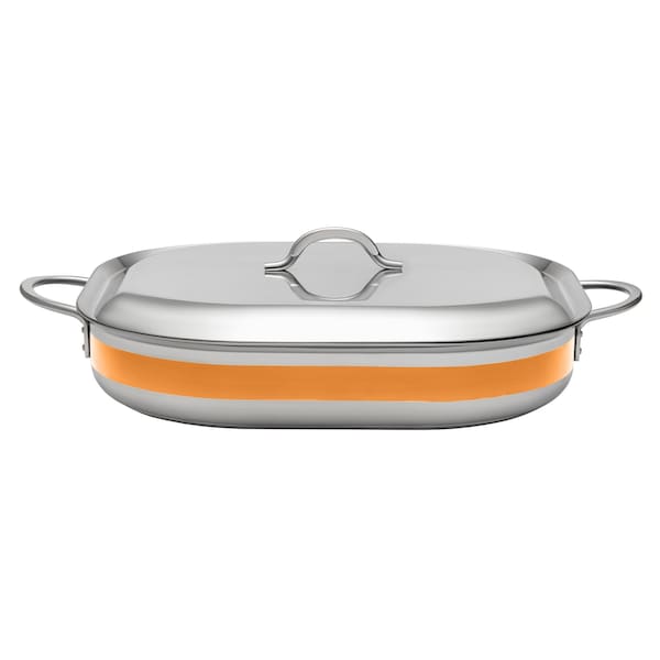 Bon Chef Country French 2 Oblong Pan W/Lid 15" X 11" X 2 7/8" 5 Qt - Orange 71023-CF2-O - main
